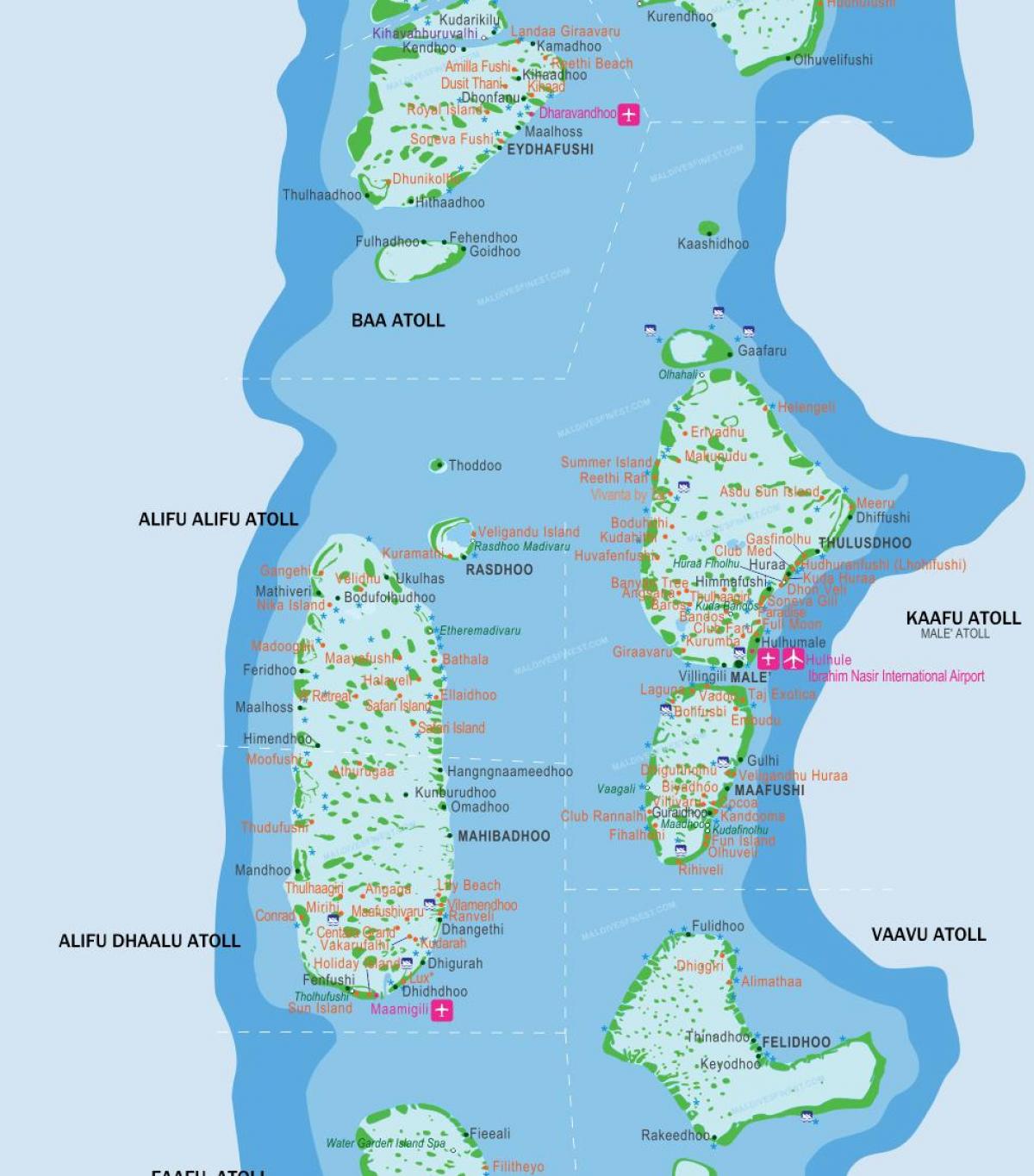 მალდივის კუნძული მდებარეობა რუკაზე